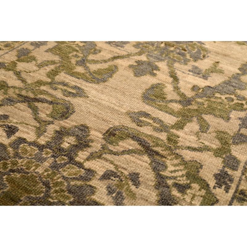 Tribal Afghanistan Abadeh Runner Rug - Wool Gray Green Ivory Design - 94605 For Sale