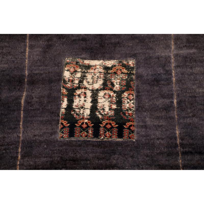 Afghanistan Abadeh Small Rug - Wool Ivory Purpel Design - 94612 In Excellent Condition For Sale In Dallas, TX