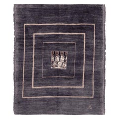 Afghanistan Abadeh Small Rug - Wool Ivory Purpel Design - 94612