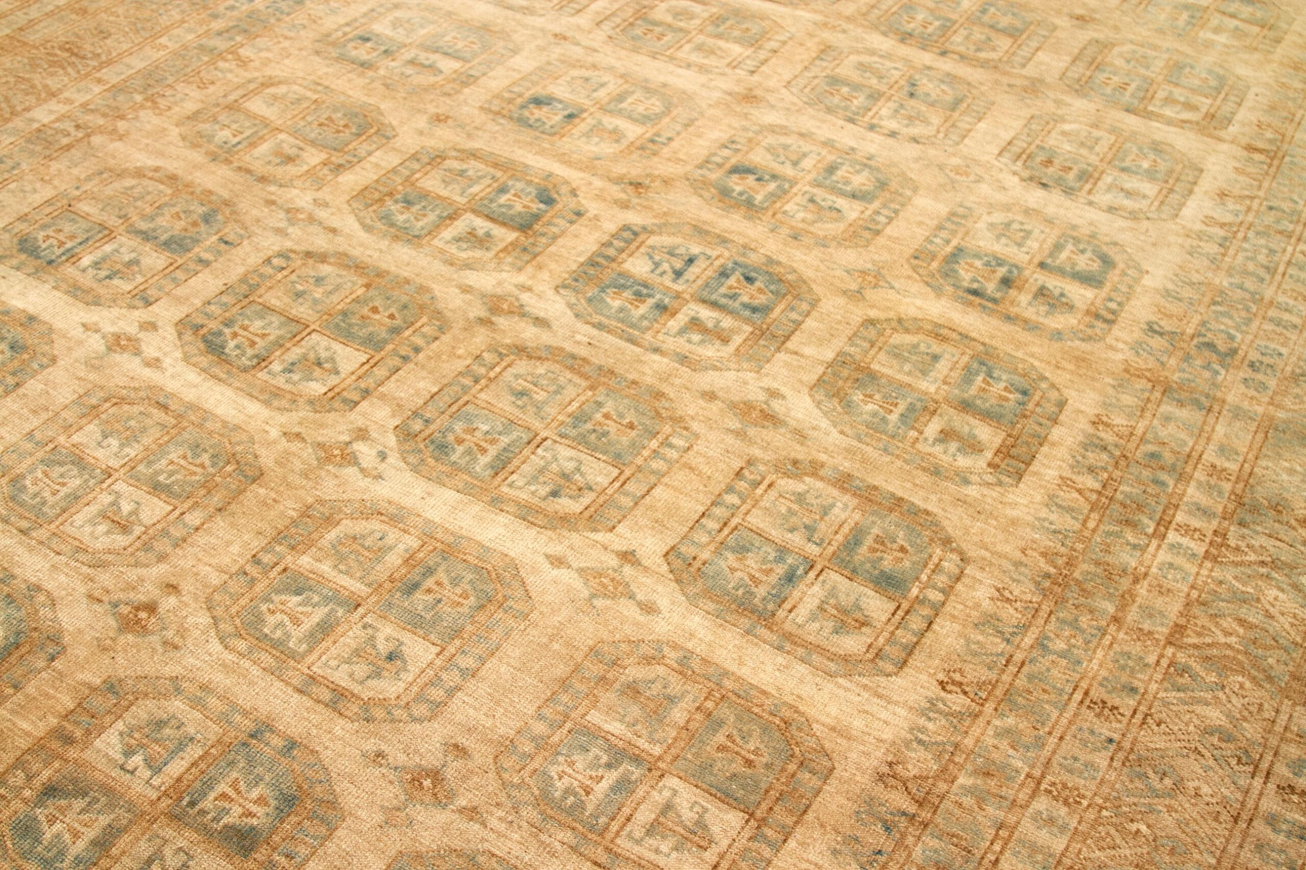 Tribal Afghanistan Afghan Area Rugs - Wool Brown Ivory Design - 92713 For Sale
