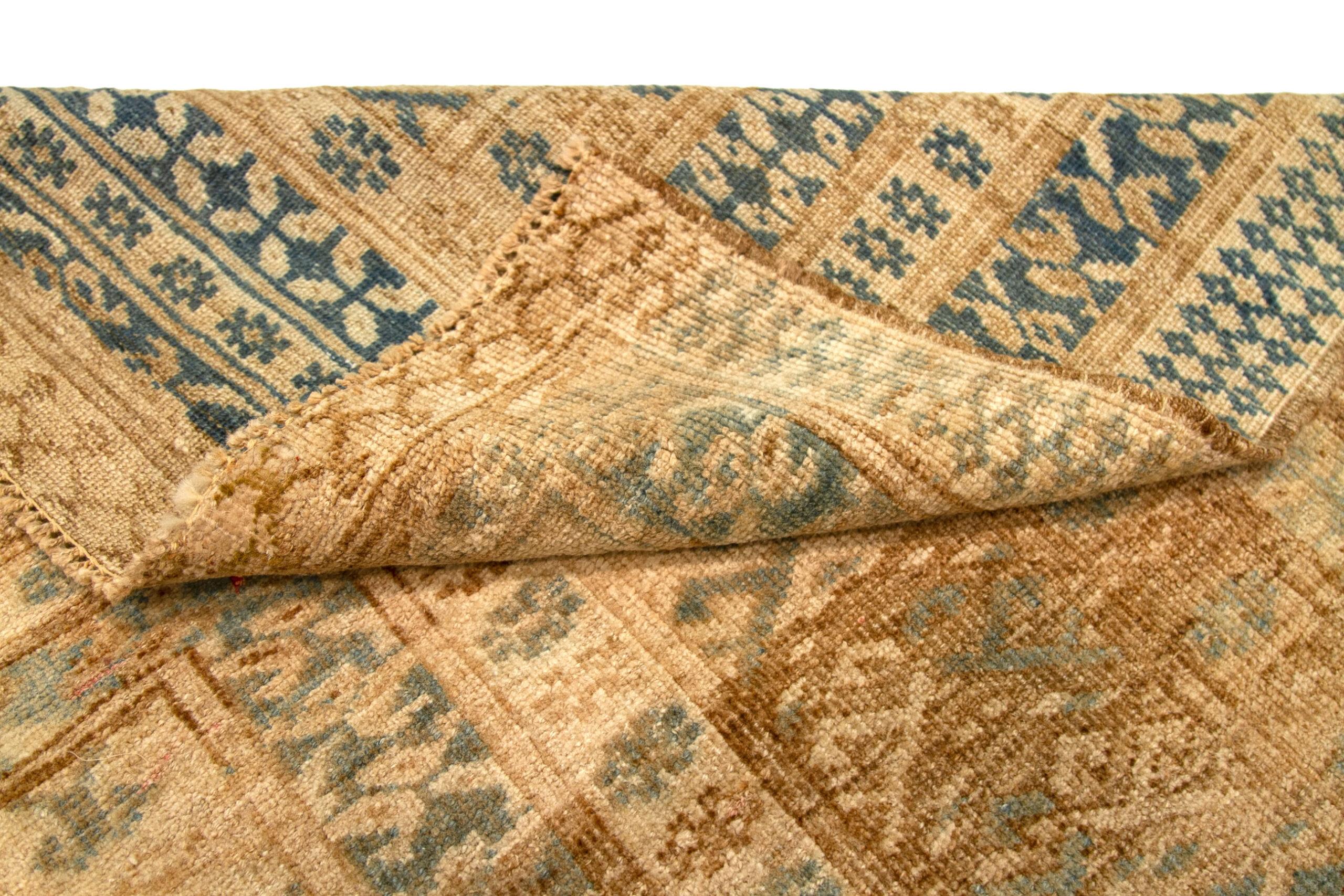 20th Century Afghanistan Afghan Area Rugs - Wool Brown Ivory Design - 92713 For Sale