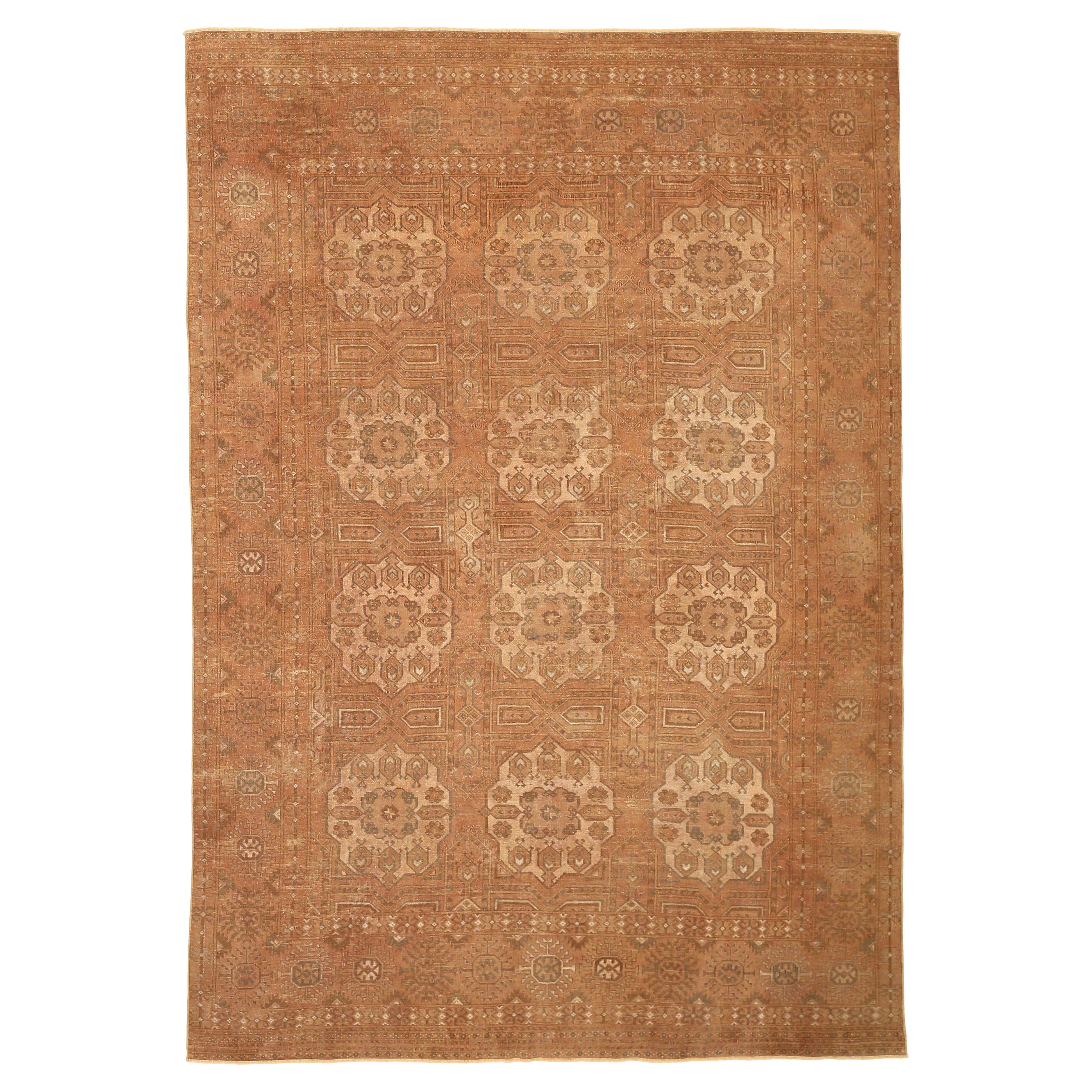 Afghanistan Afghan Area Rugs - Wool Ivory Terracotta Design - 92758