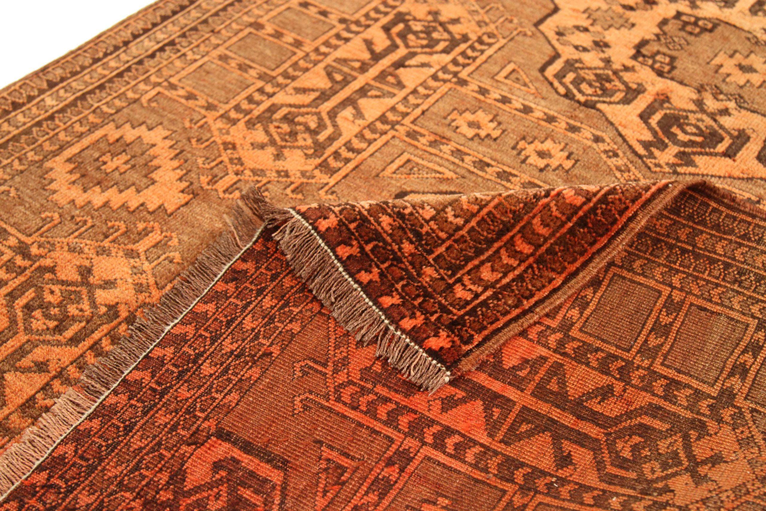 Tribal Petit tapis afghan - Design en laine orange rouge - 75177 en vente