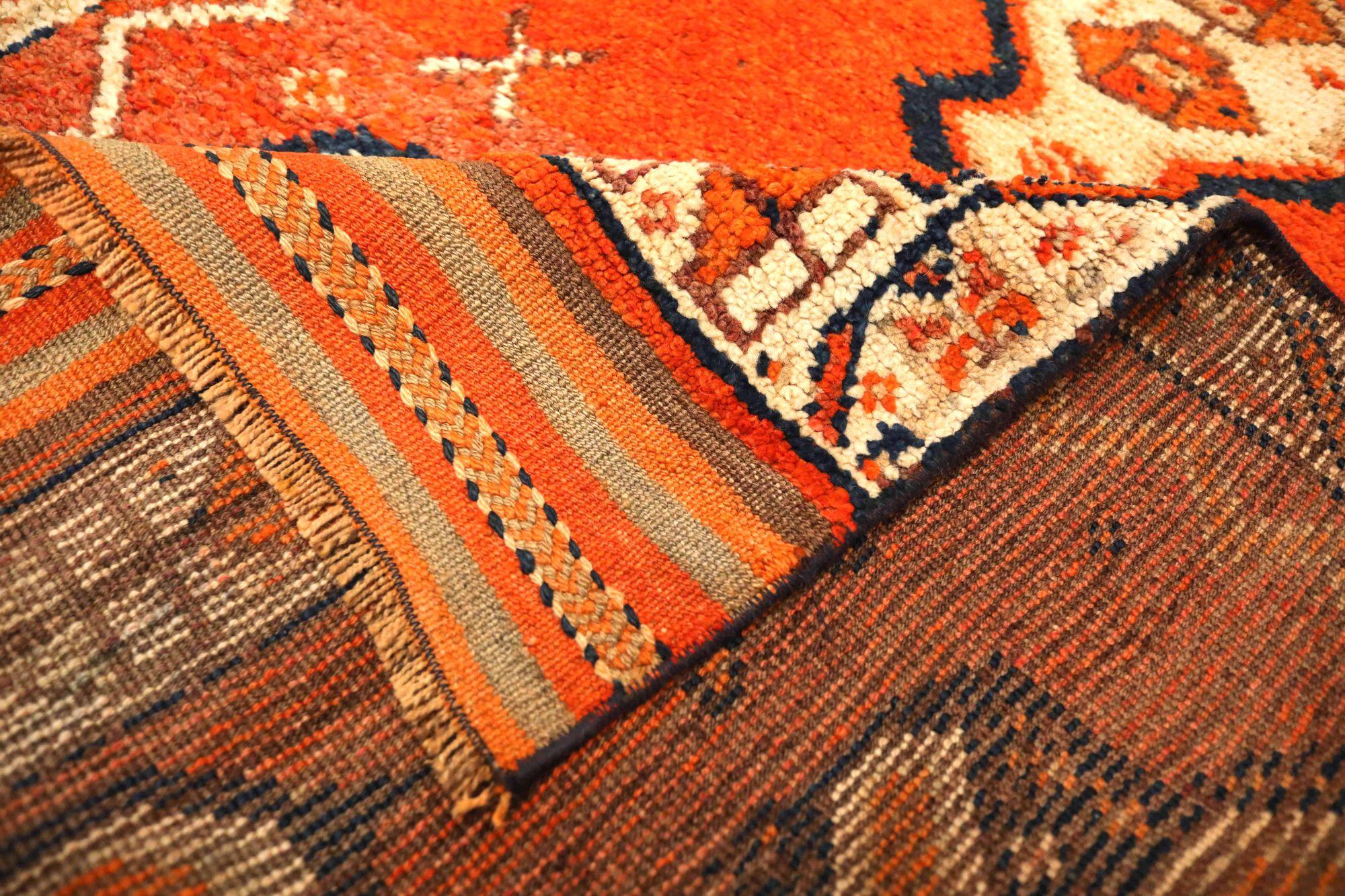 Afghanistan Anatoly-Läufer - Wolle Schwarz Elfenbein Orange - 93520 im Zustand „Hervorragend“ im Angebot in Dallas, TX