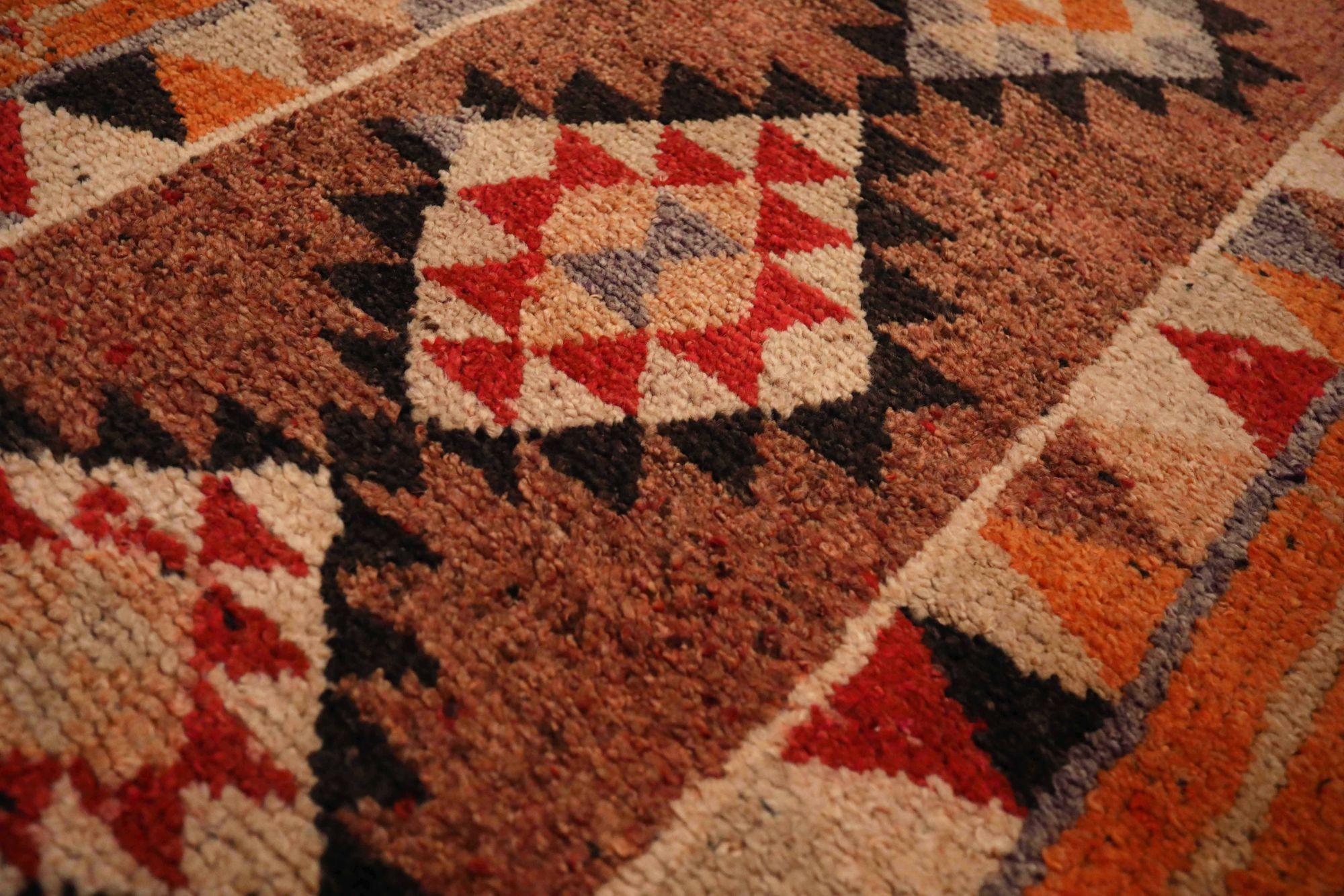 Tribale Tappeto Afghanistan Anatoly Runner - Lana Nero Avorio Rosso Design - 93461 in vendita