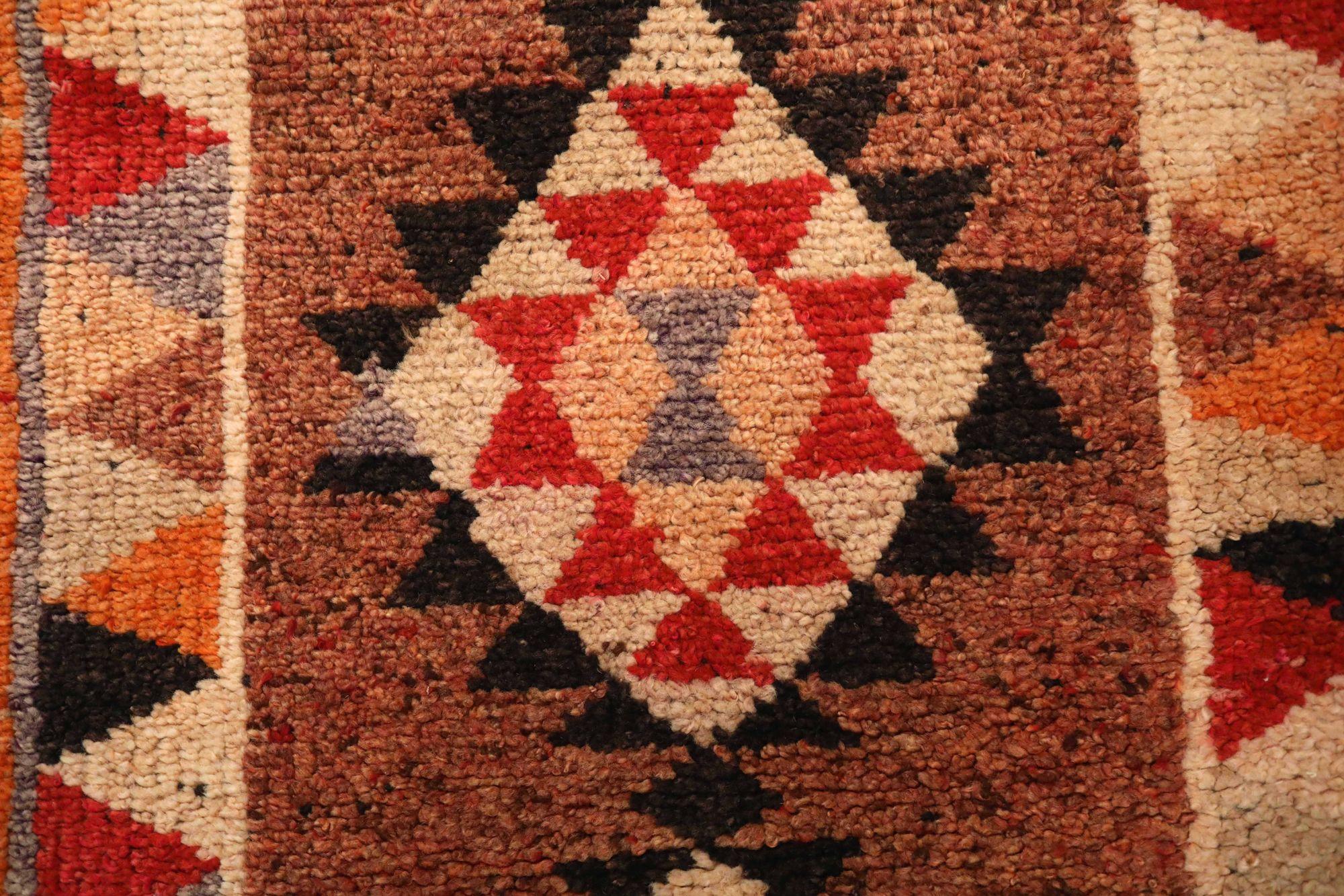 Afghano Tappeto Afghanistan Anatoly Runner - Lana Nero Avorio Rosso Design - 93461 in vendita
