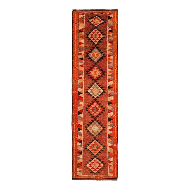 Tappeto Afghanistan Anatoly Runner - Lana Nero Avorio Rosso Design - 93461