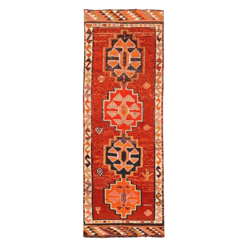 Afghanistan Anatoly-Läufer - Wolle Schwarz Orange Rot Design - 93471