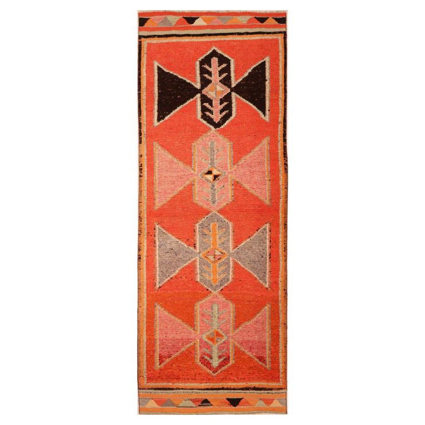 Tappeto Afghanistan Anatoly Runner - Lana Nero Rosa Design - 93519 in vendita