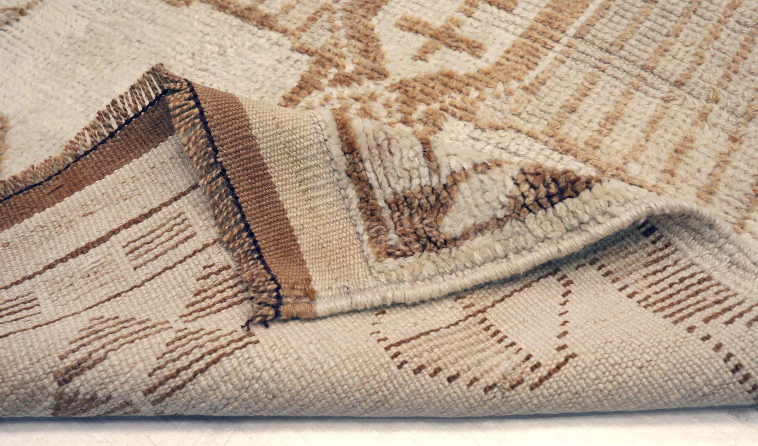 Afghano Tappeto Afghanistan Anatoly Runner - Lana Marrone Avorio Design - 93316 in vendita