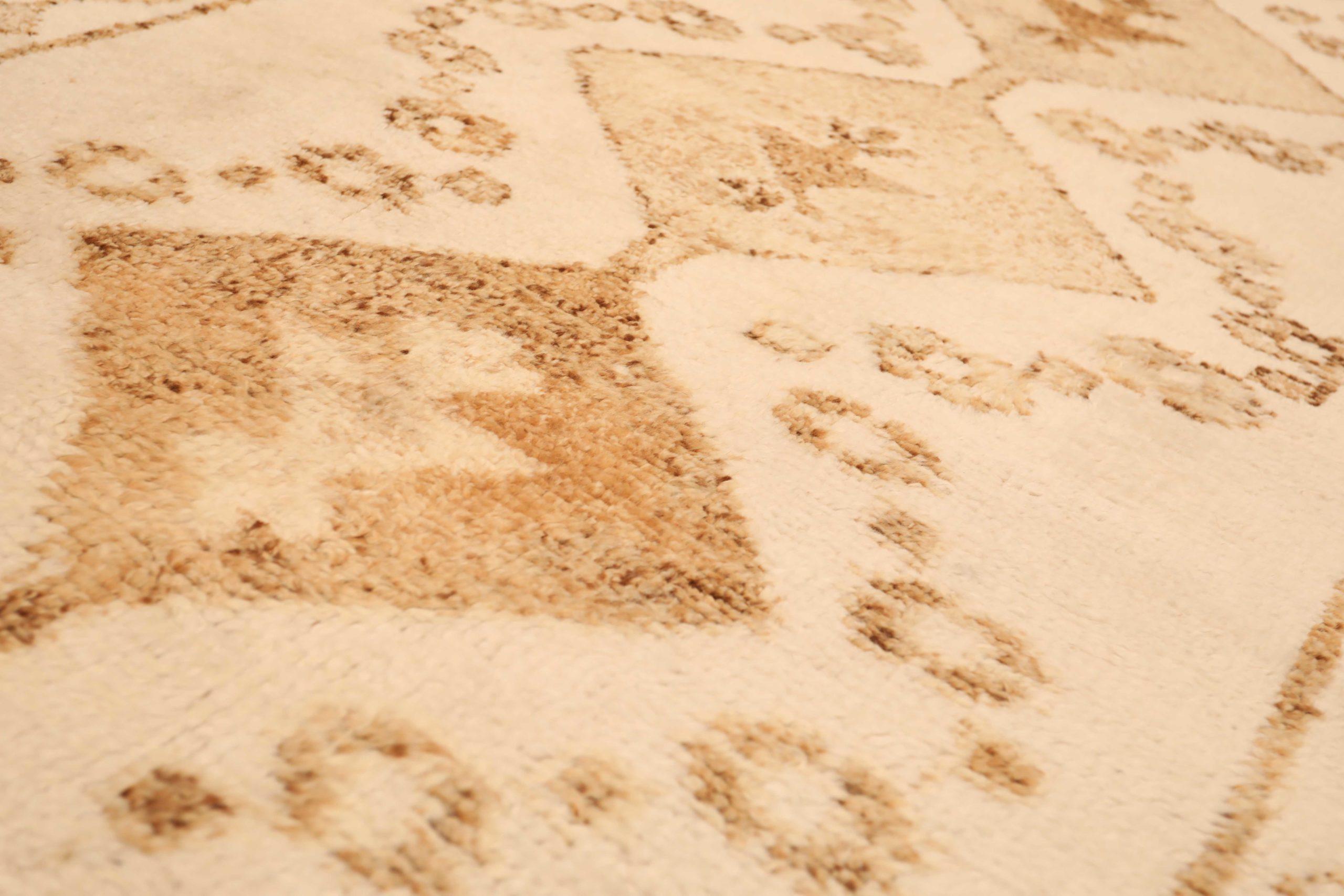 Afghanistan Anatoly Runner Rug - Wool Brown Ivory Design - 93376 In Excellent Condition For Sale In Dallas, TX