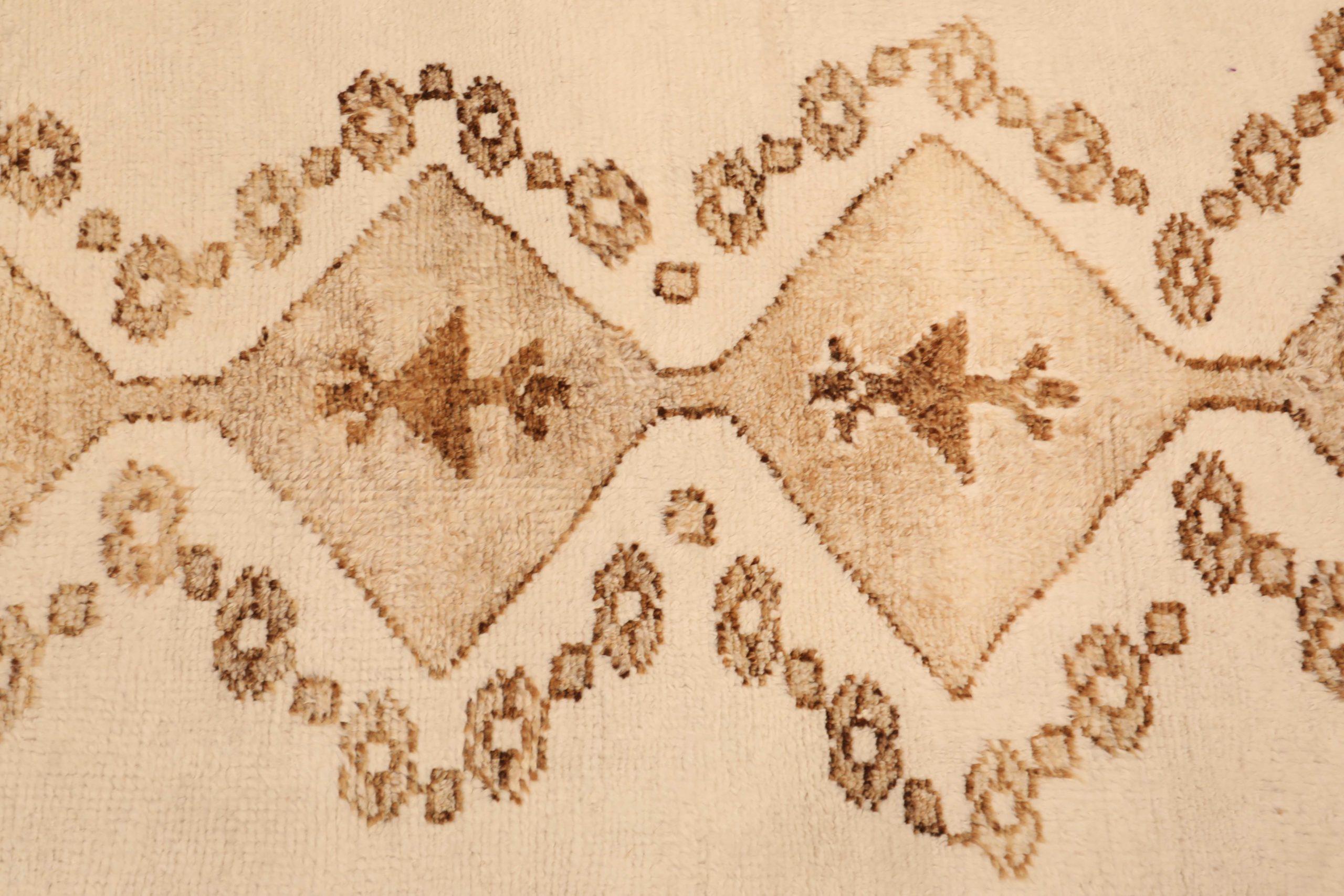 Afghanistan Anatoly Runner Rug - Wool Brown Ivory Design - 93376 For Sale 1