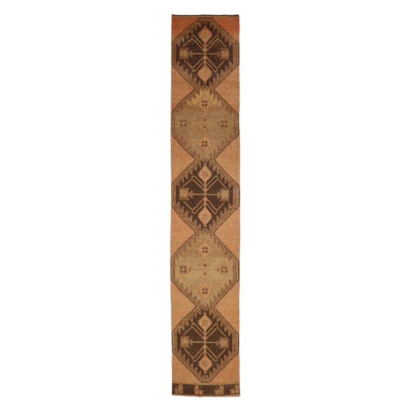 Afghanistan Anatoly Läufer Teppich - Wolle Braun Taupe Design - 93454 im Angebot