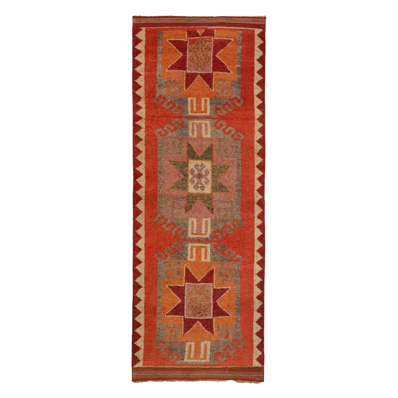 Tappeto Afghanistan Anatoly Runner - Lana Verde Arancione Rosa Rosso - 93479
