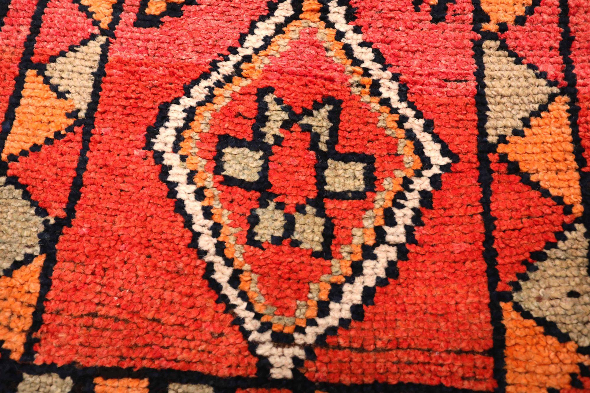 Afghanistan Anatoly Läufer - Wolle Grün Orange Rot Design - 93486 (Stammeskunst) im Angebot