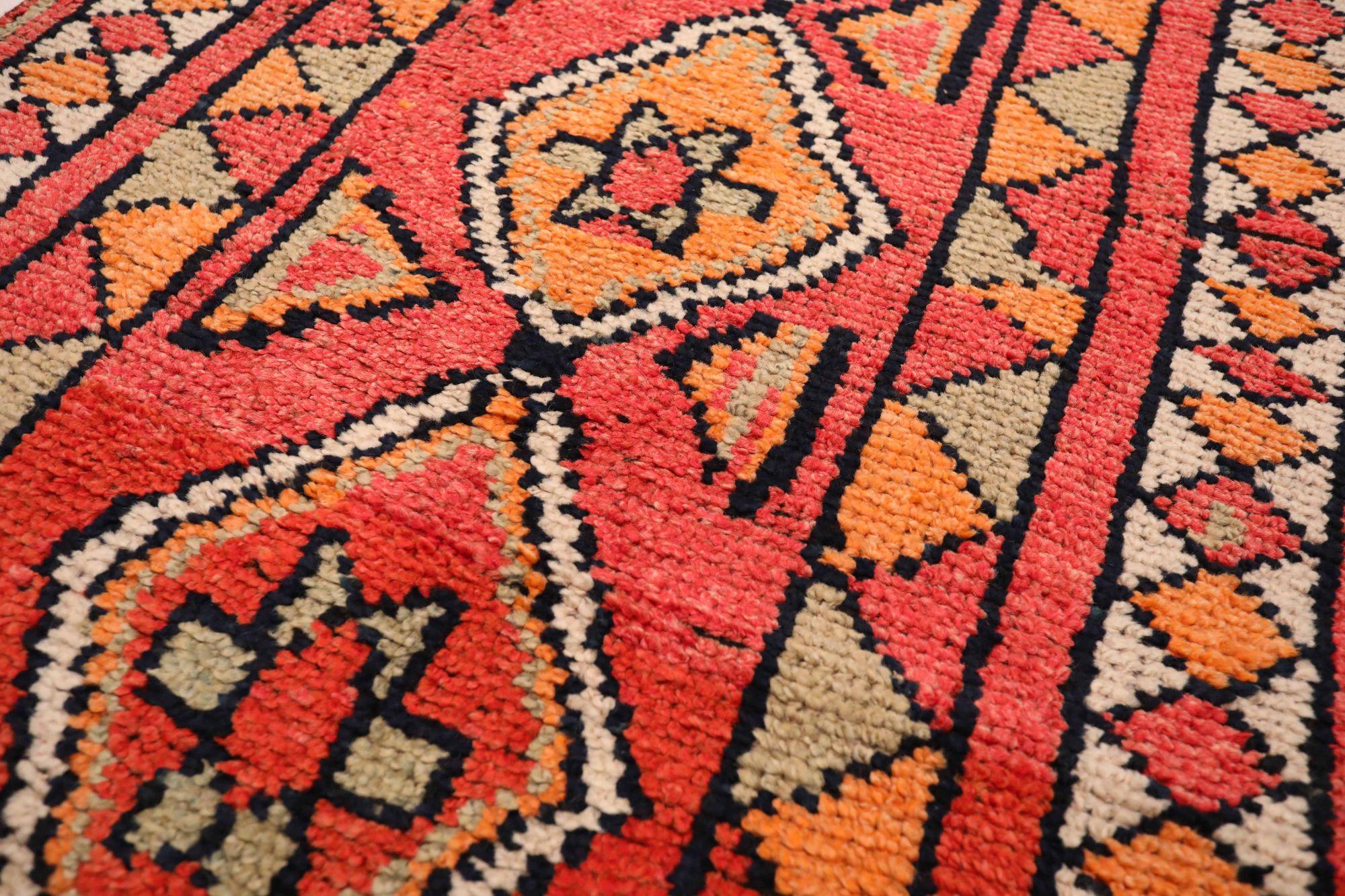 Afghanistan Anatoly Läufer - Wolle Grün Orange Rot Design - 93486 (Afghanisch) im Angebot