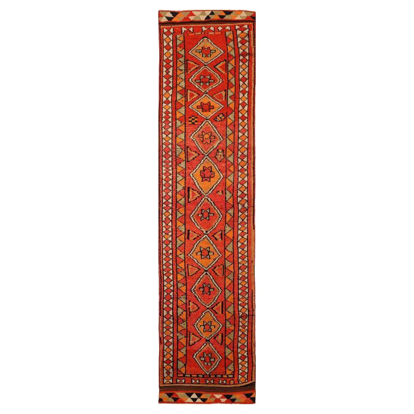 Tappeto Afghanistan Anatoly Runner - Lana Verde Arancione Rosso Design - 93486
