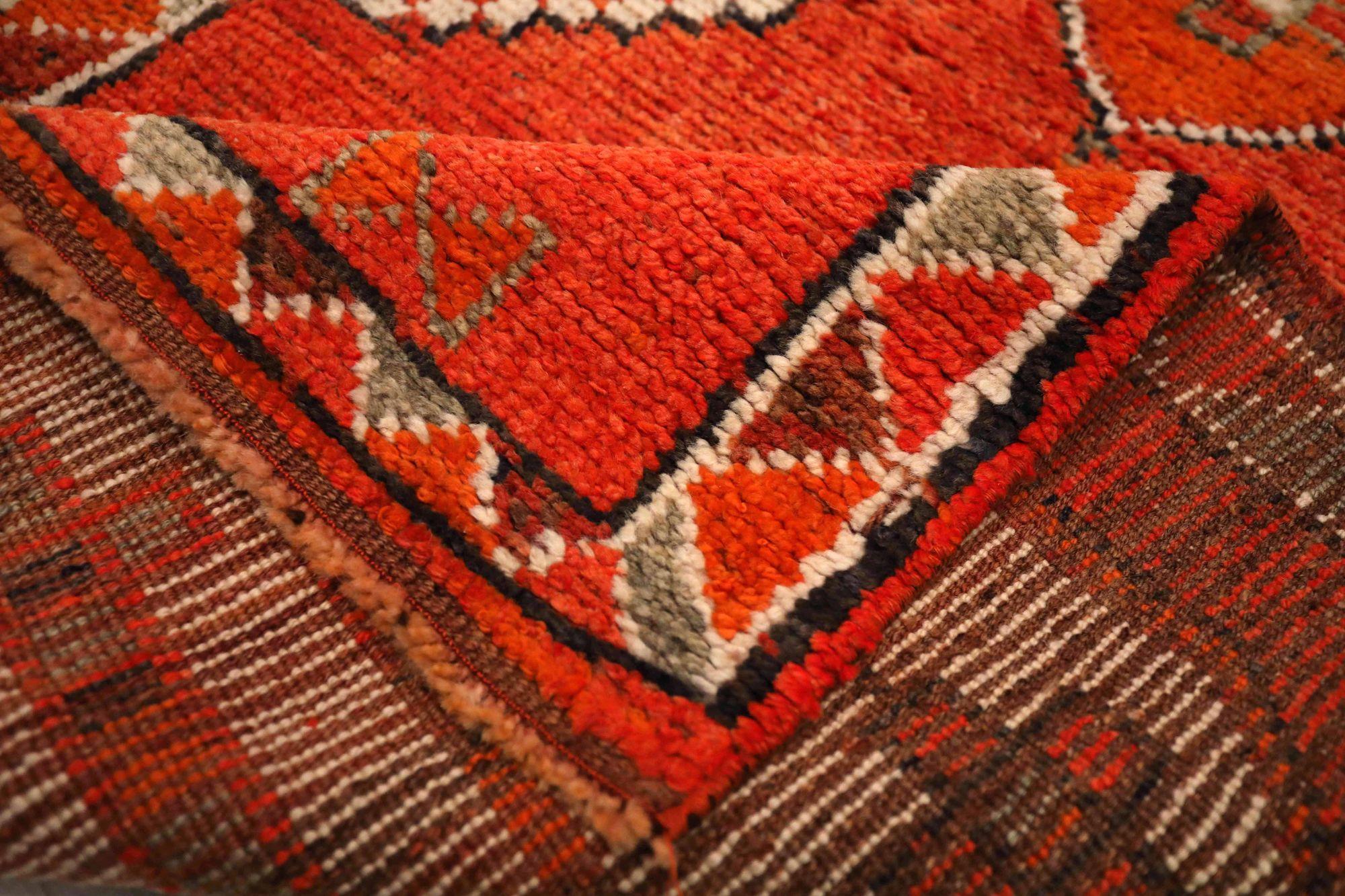 Afghanistan Anatoly-Läufer - Wolle Elfenbein Orange Rot Design - 93456 (Stammeskunst) im Angebot