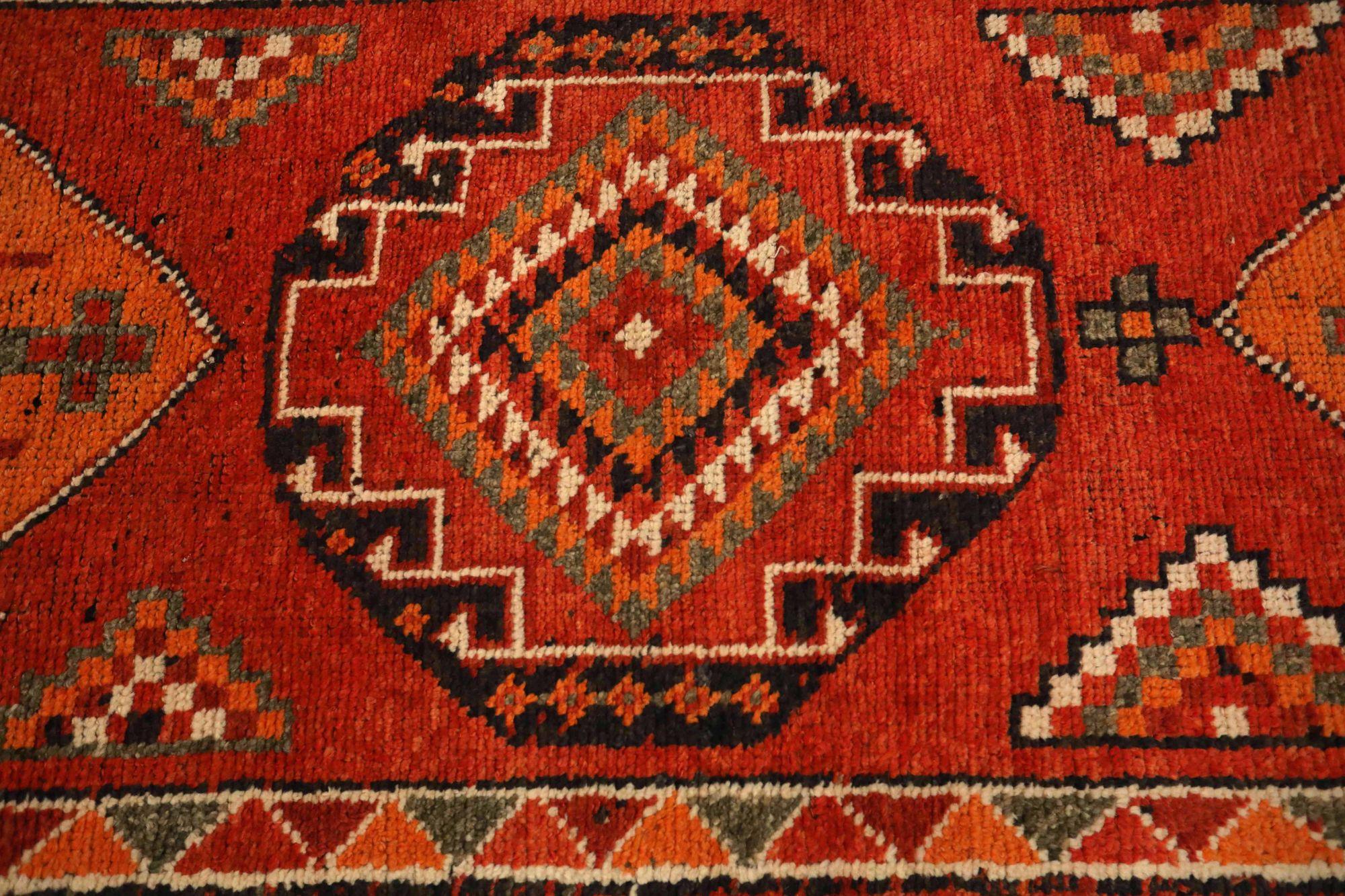 Afghanistan Anatoly-Läufer - Wolle Elfenbein Orange Rot Design - 93456 (Afghanisch) im Angebot