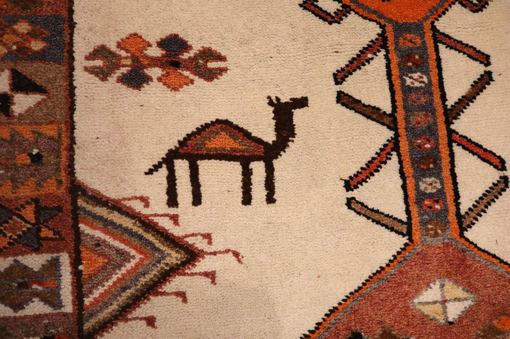Afghanistan Anatoly-Läufer - Wolle Elfenbein Orange Rot Design - 93547 (Afghanisch) im Angebot