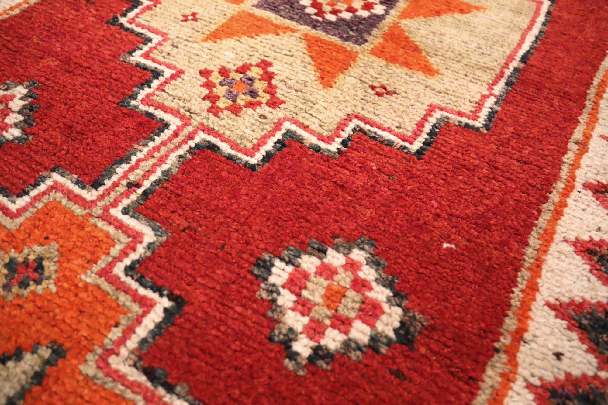 Afghanistan Anatoly-Läufer - Wolle Elfenbein Orange Rot Design - 93559 im Zustand „Hervorragend“ im Angebot in Dallas, TX