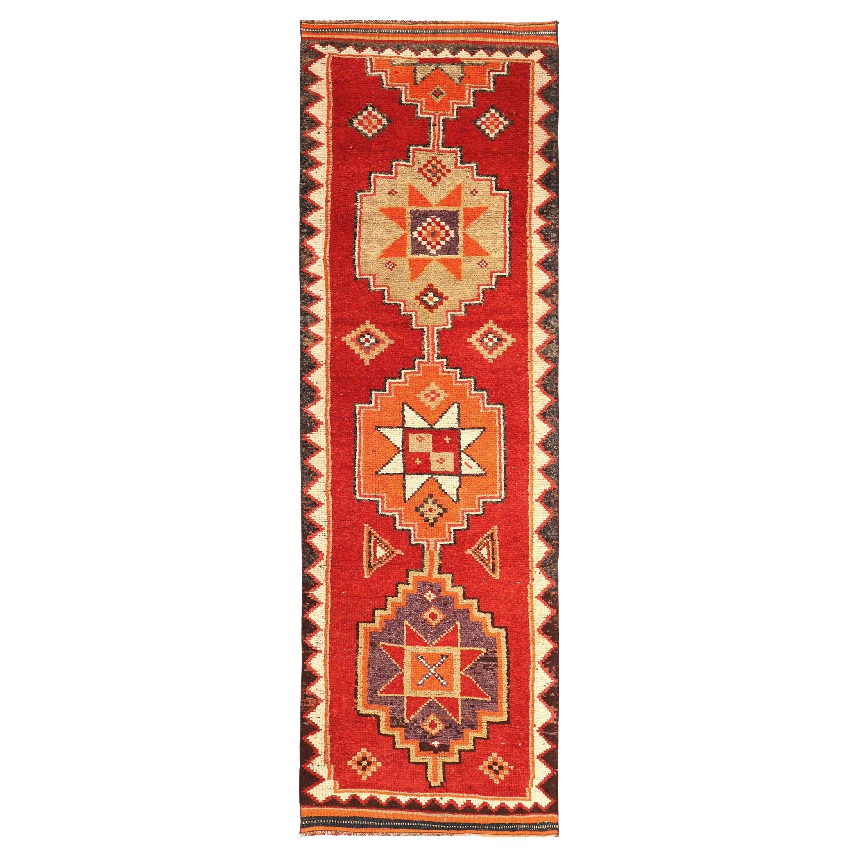 Afghanistan Anatoly-Läufer - Wolle Elfenbein Orange Rot Design - 93559