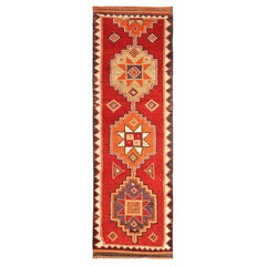 Afghanistan Anatoly-Läufer - Wolle Elfenbein Orange Rot Design - 93559