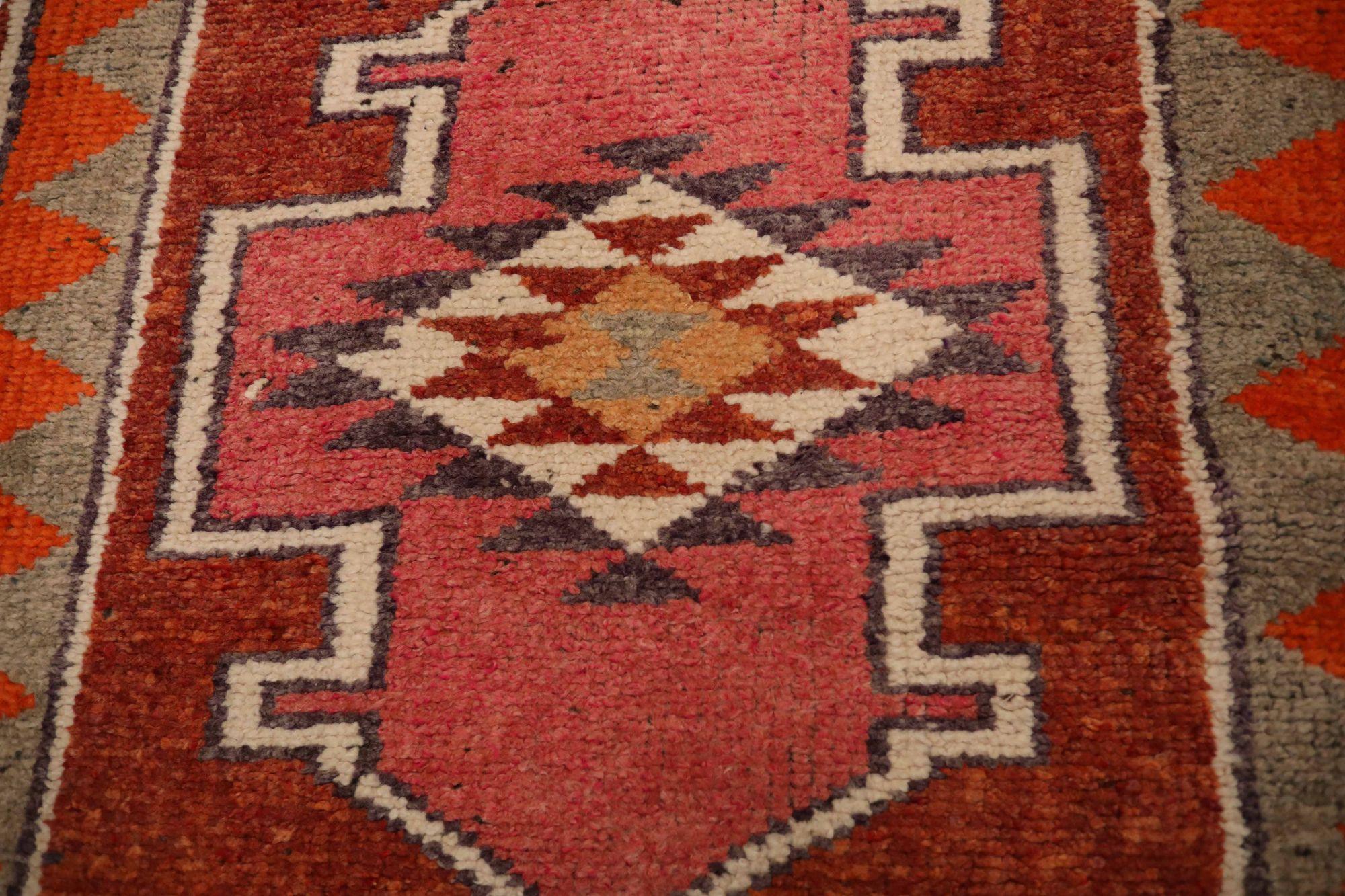 Afghano Tappeto Afghanistan Anatoly Runner - Lana Avorio Rosa Rosso Design - 93478 in vendita
