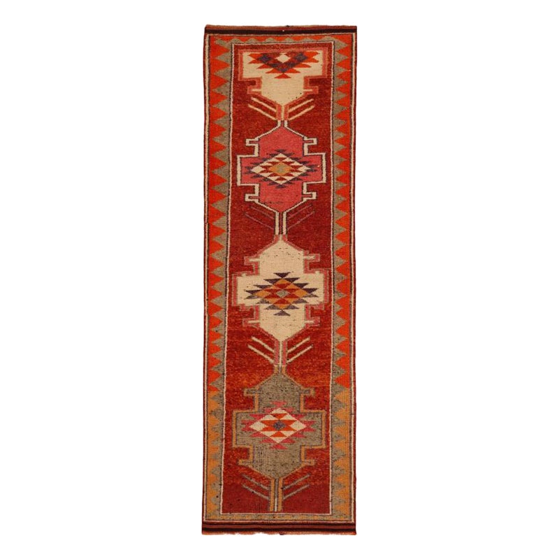 Tappeto Afghanistan Anatoly Runner - Lana Avorio Rosa Rosso Design - 93478