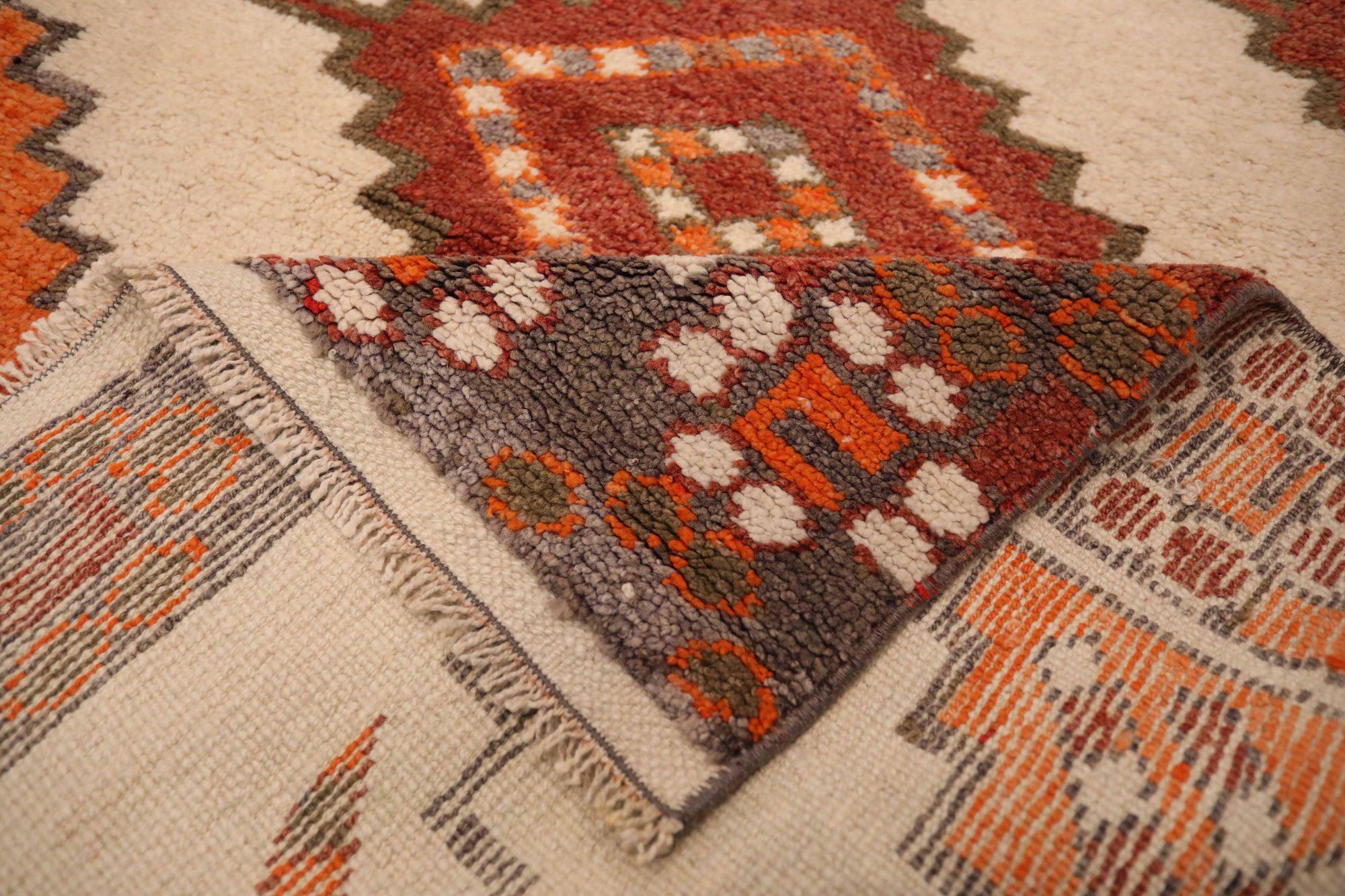 Afghanistan Anatoly-Läufer - Wolle Elfenbeinrot Design - 93521 im Zustand „Hervorragend“ im Angebot in Dallas, TX