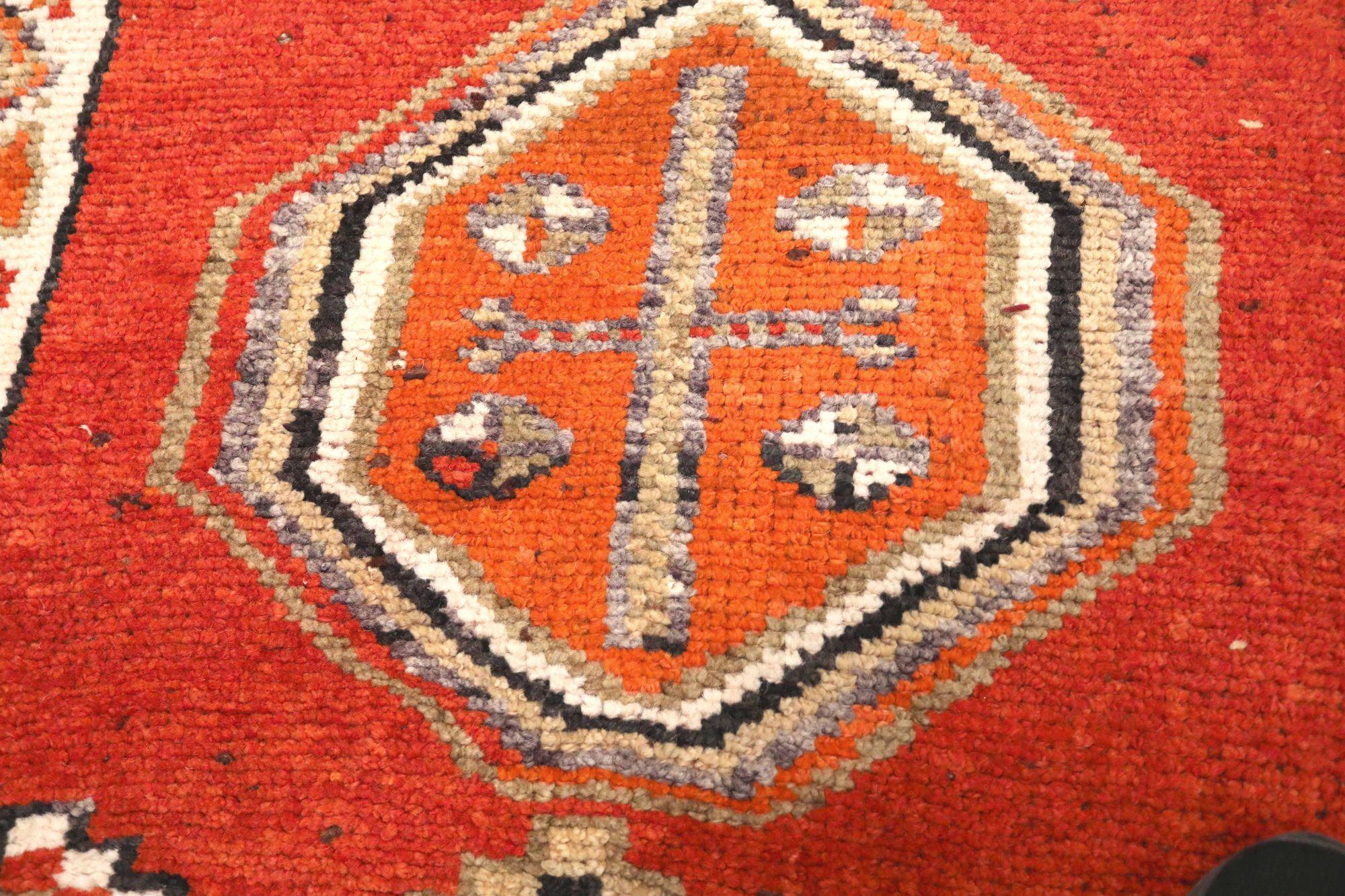 Afghanistan Anatoly-Läufer - Wolle Elfenbeinrot Design - 93545 (Stammeskunst) im Angebot
