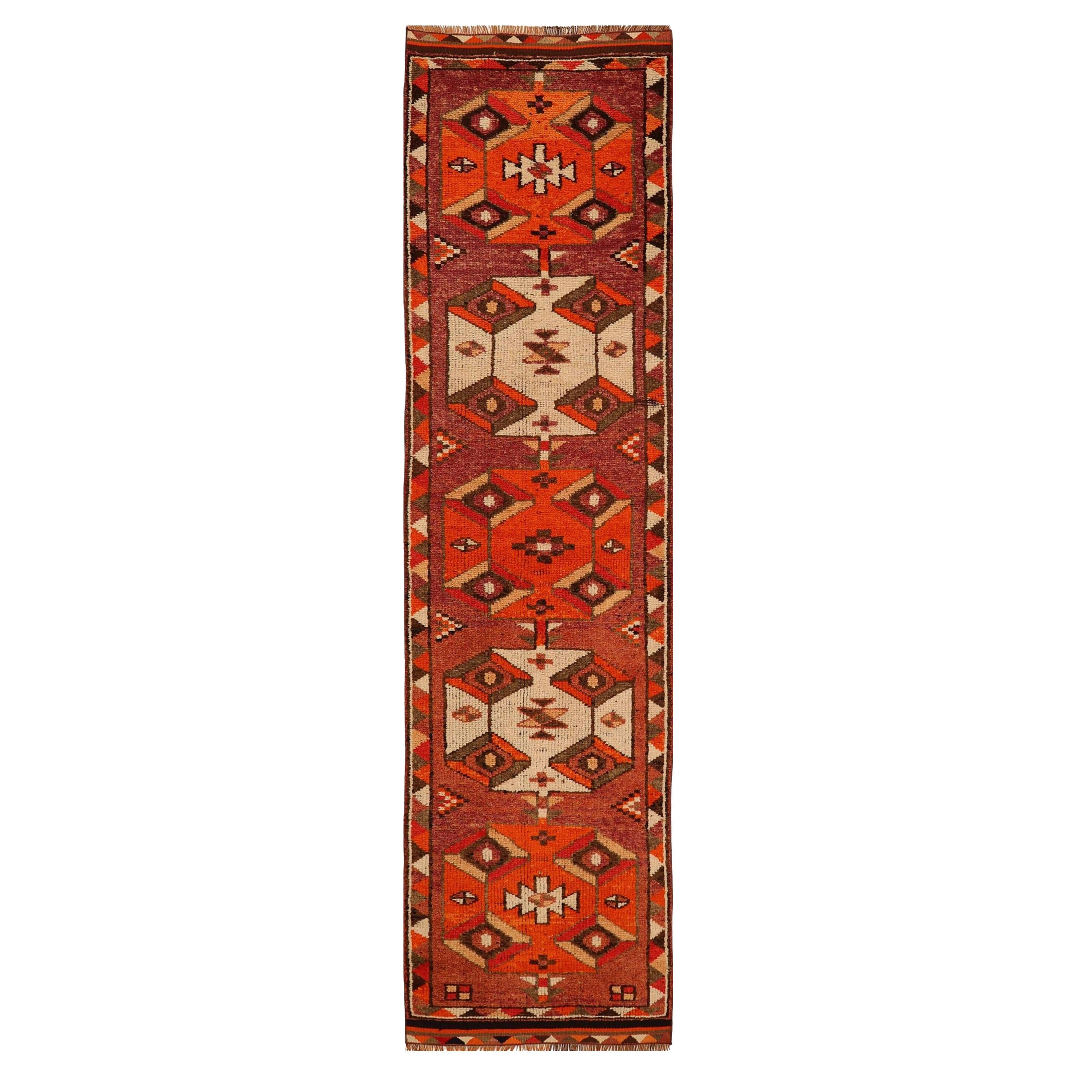 Afghanistan Anatoly-Läufer - Wolle Elfenbeinrot Design - 93563