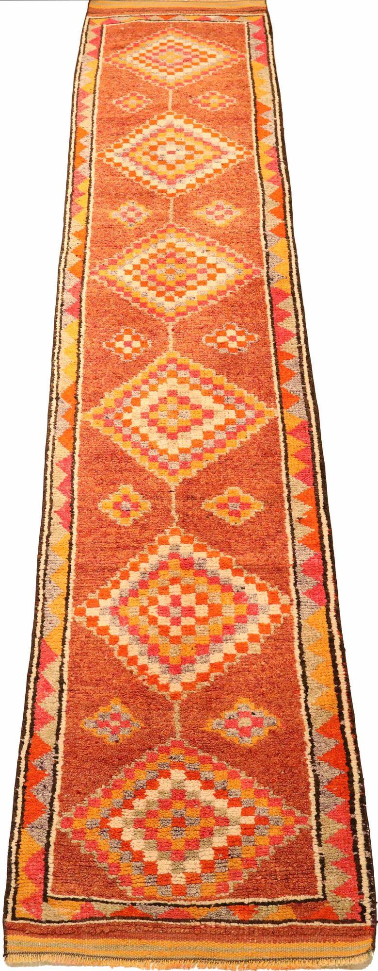 Afghanistan Anatoly Läufer Teppich - Wolle Elfenbein Rot Gelb Design - 93502 (Afghanisch) im Angebot