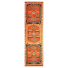 Tapis de course Anatoly d'Afghanistan, motif orange en laine - 93552