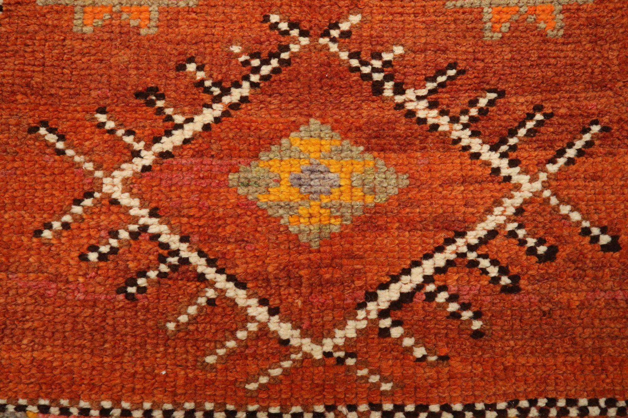 Tribale Tappeto Afghanistan Anatoly Runner - Lana Arancione Rosa Rosso Design - 93493 in vendita