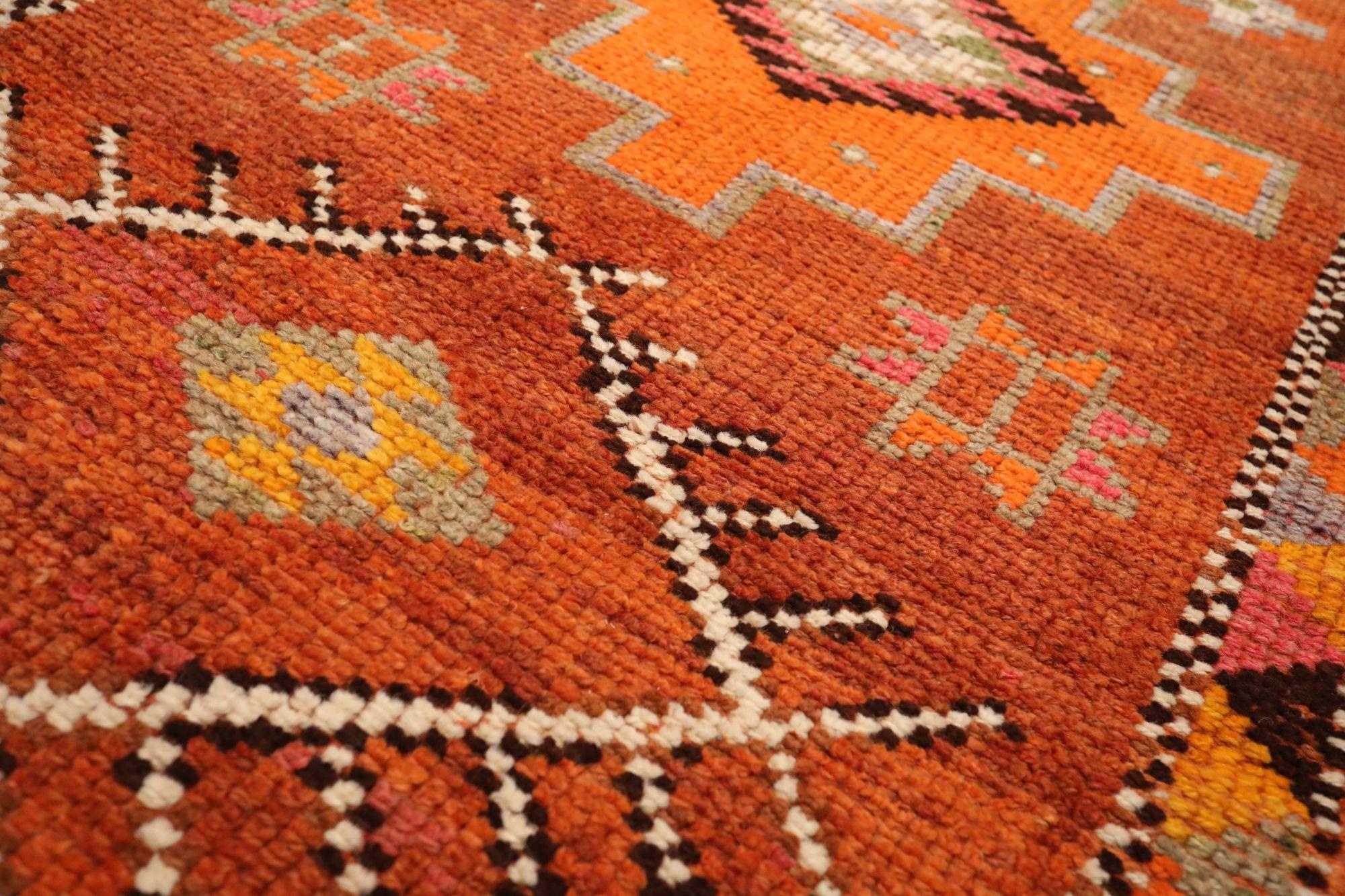 Afghano Tappeto Afghanistan Anatoly Runner - Lana Arancione Rosa Rosso Design - 93493 in vendita