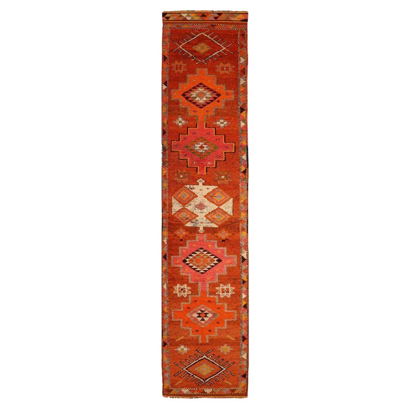 Tappeto Afghanistan Anatoly Runner - Lana Arancione Rosa Rosso Design - 93493