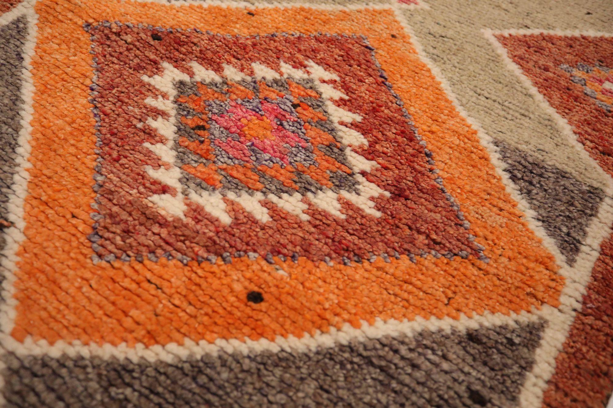 Afghano Tappeto Afghanistan Anatoly Runner - Lana Arancione Rosa Rosso Design - 93501 in vendita