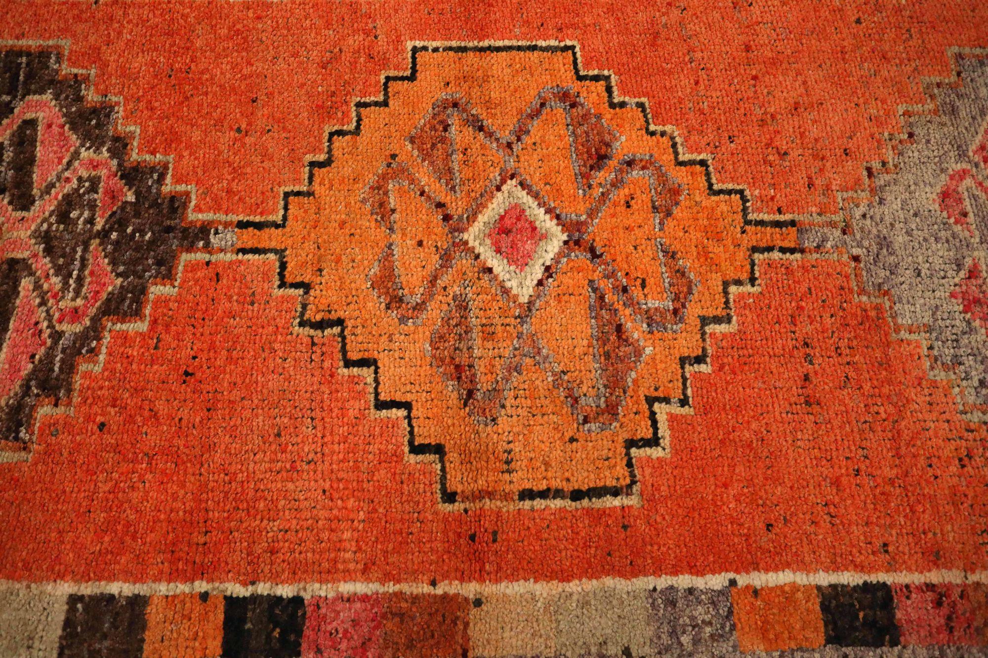Afghanistan Anatoly-Läufer - Wolle Orange Rot Design - 93457 (Afghanisch) im Angebot