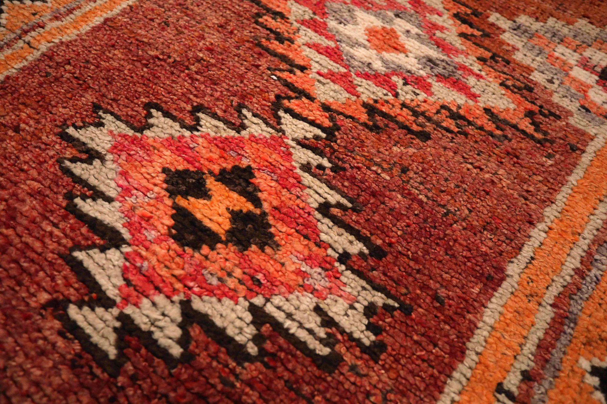Afghanistan Anatoly-Läufer - Wolle Orange Rot Design - 93459 (Stammeskunst) im Angebot