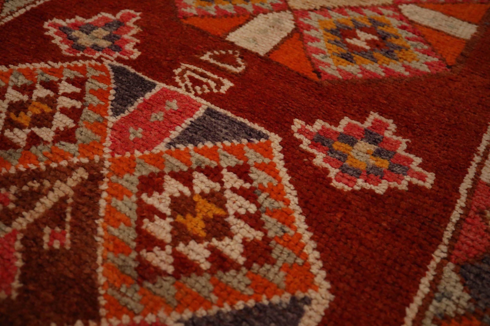 Afghanistan Anatoly-Läufer - Wolle Orange Rot Design - 93464 (Stammeskunst) im Angebot
