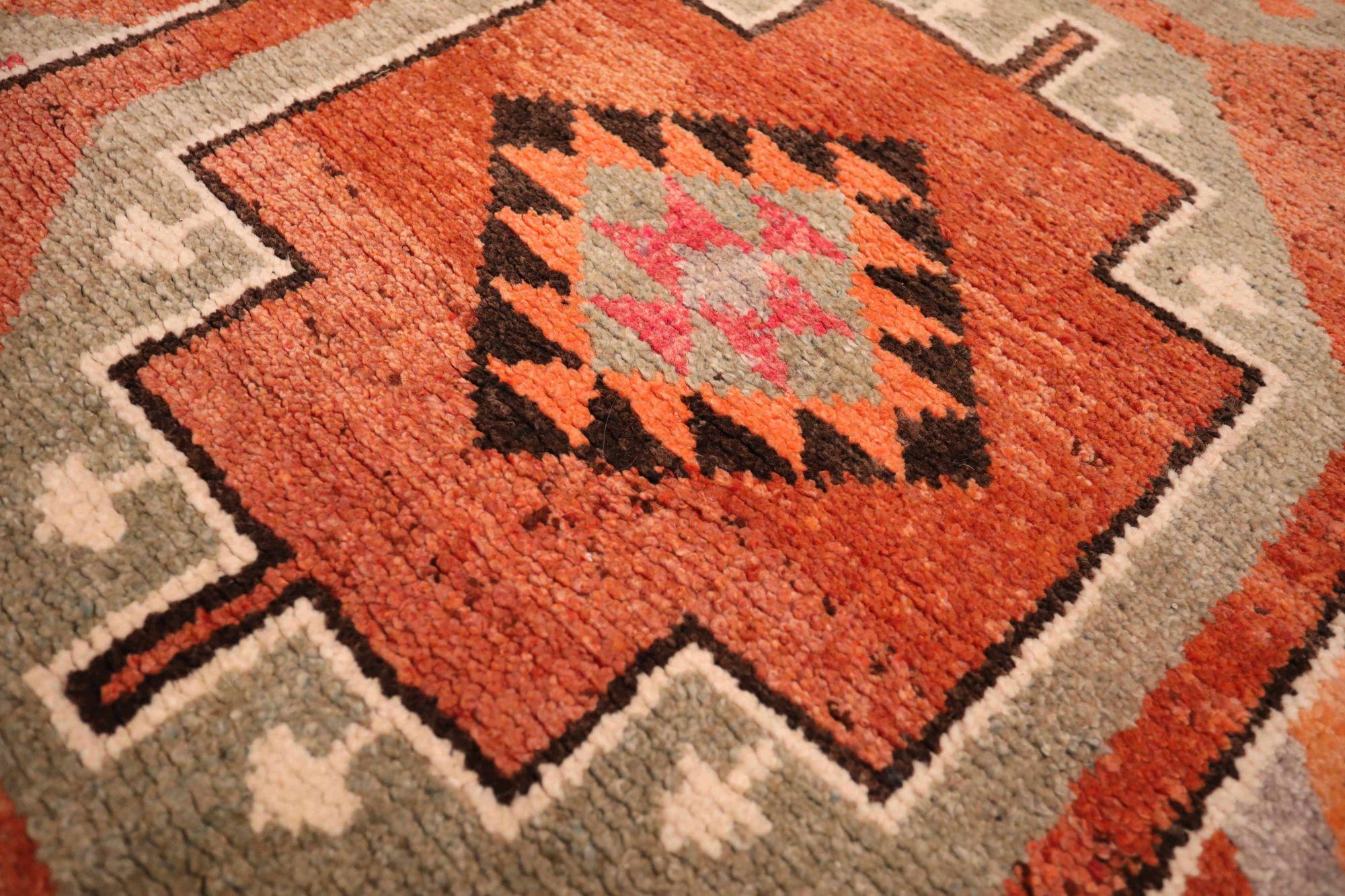 Afghanistan Anatoly-Läufer - Wolle Orange Rot Design - 93465 (Stammeskunst) im Angebot