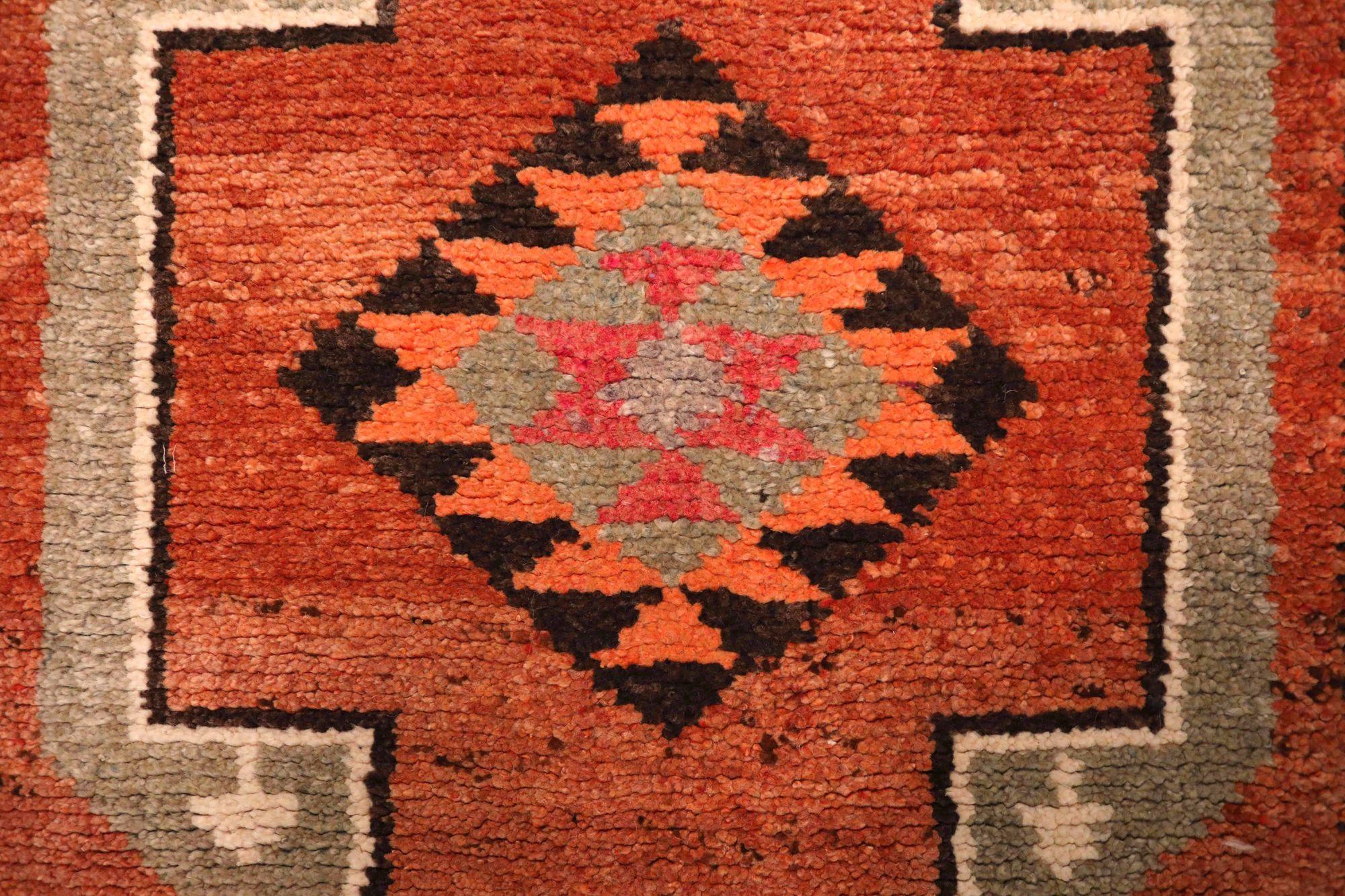 Afghanistan Anatoly-Läufer - Wolle Orange Rot Design - 93465 (Afghanisch) im Angebot