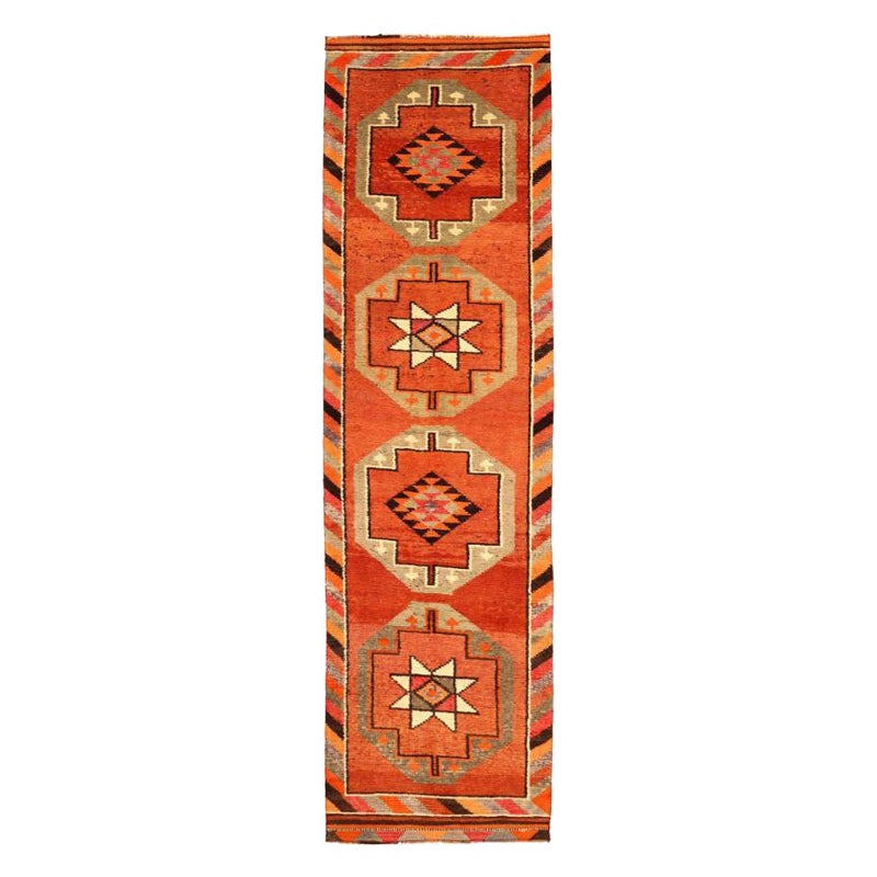 Afghanistan Anatoly-Läufer - Wolle Orange Rot Design - 93465
