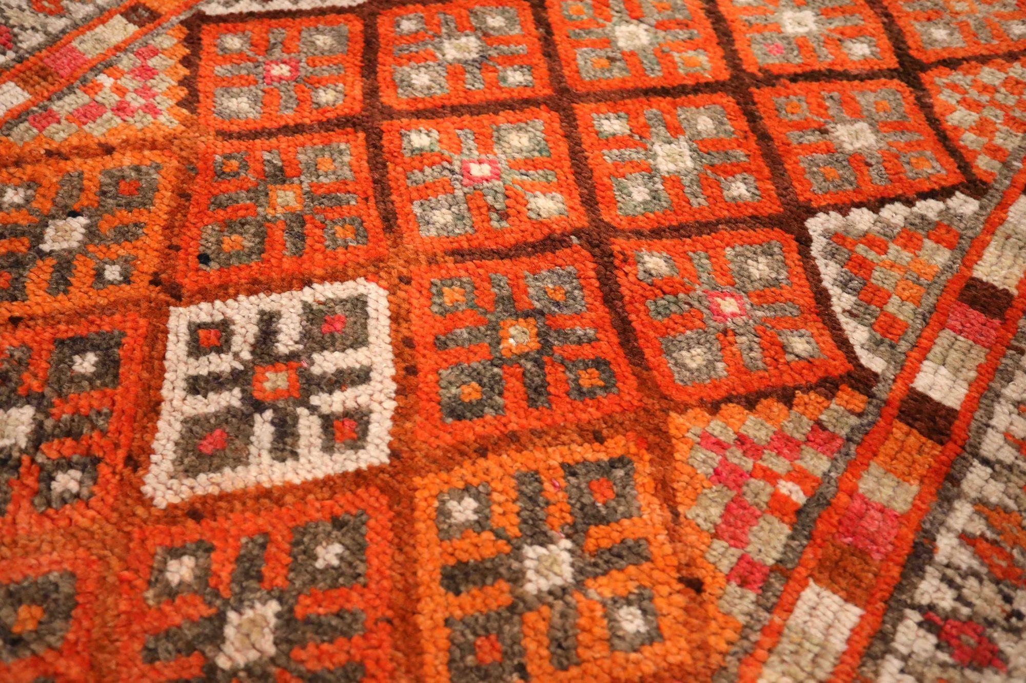 Afghanistan Anatoly-Läufer - Wolle Orange Rot Design - 93470 (Stammeskunst) im Angebot