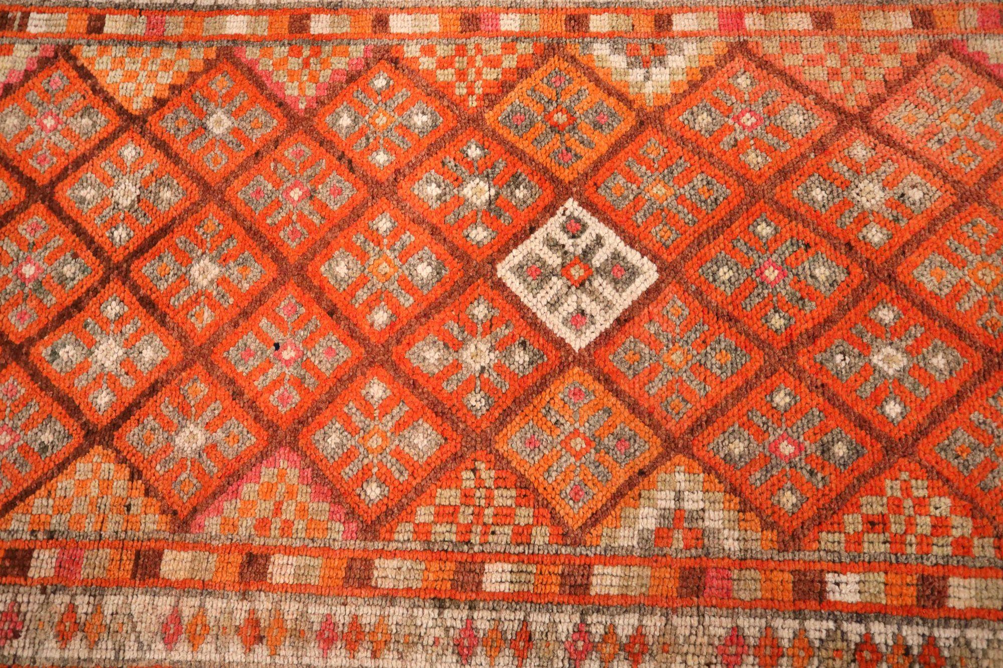 Afghanistan Anatoly-Läufer - Wolle Orange Rot Design - 93470 (Afghanisch) im Angebot