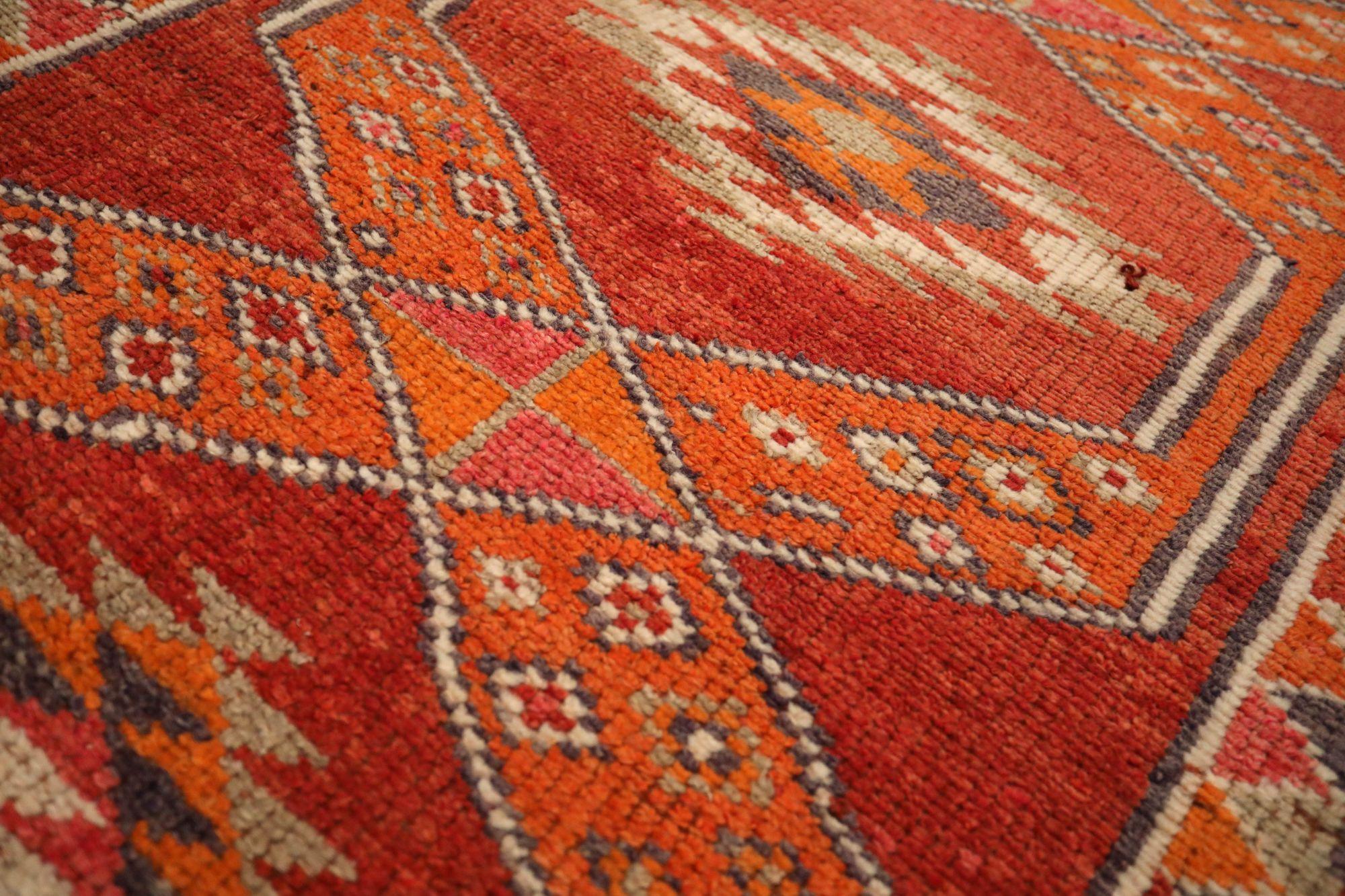 Afghanistan Anatoly-Läufer - Wolle Orange Rot Design - 93472 (Stammeskunst) im Angebot