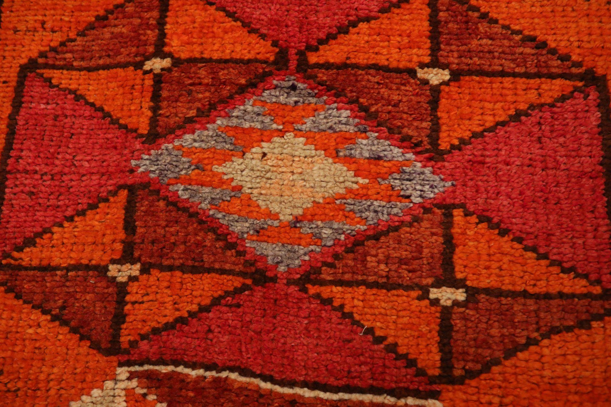 Afghanistan Anatoly-Läufer - Wolle Orange Rot Design - 93474 (Afghanisch) im Angebot
