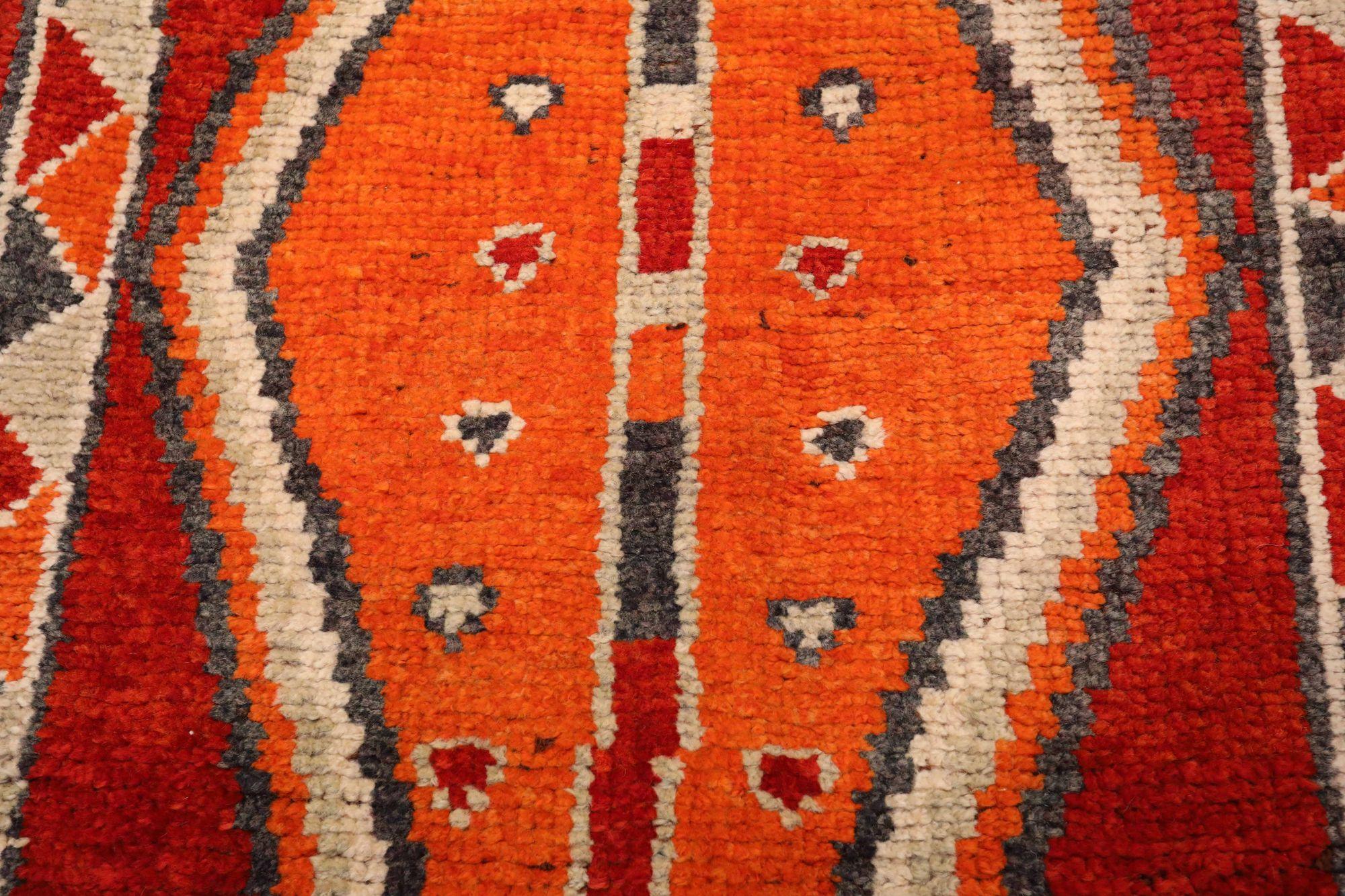 Afghanistan Anatoly-Läufer - Wolle Orange Rot Design - 93490 (Stammeskunst) im Angebot