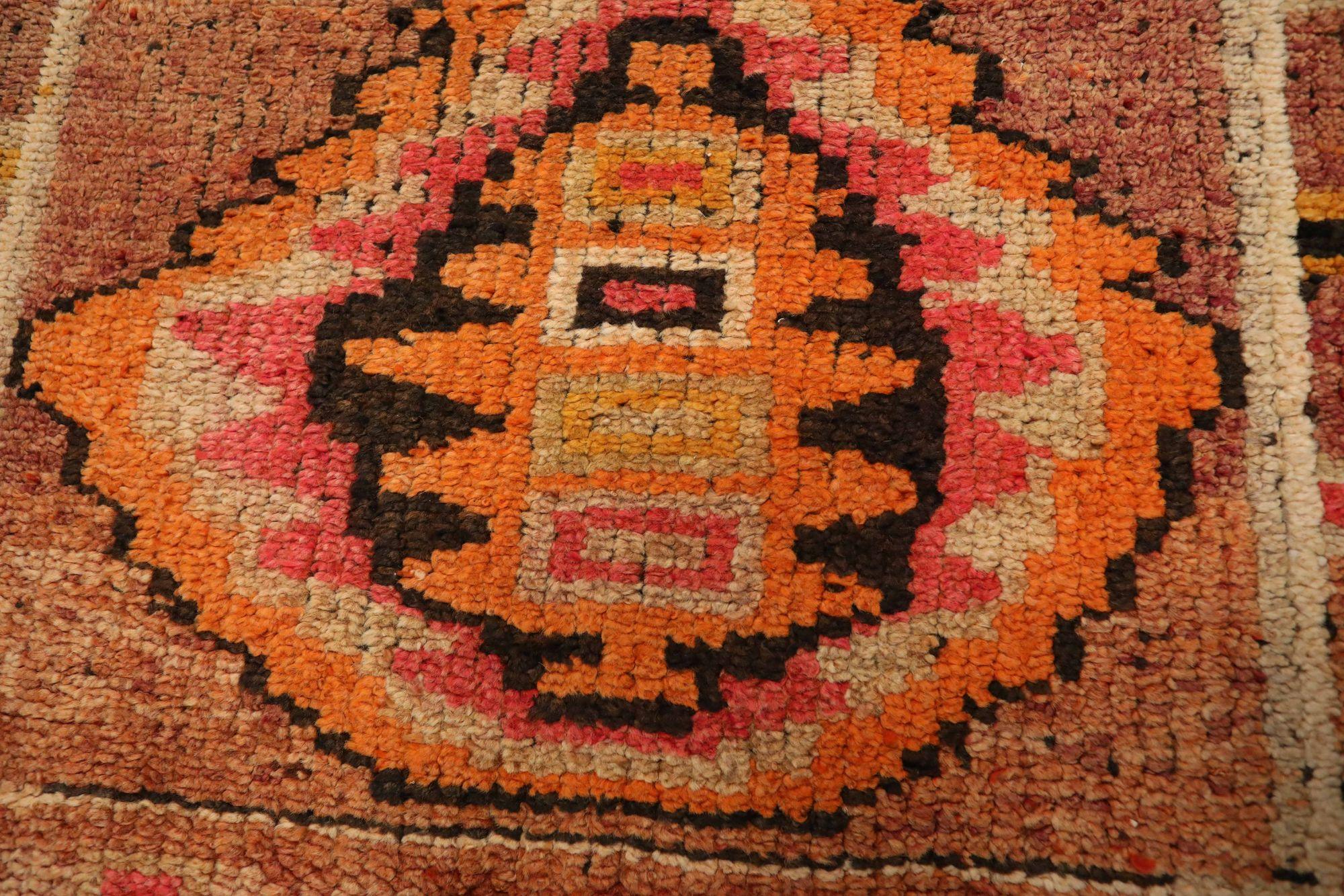 Afghanistan Anatoly-Läufer - Wolle Orange Rot Design - 93491 (Stammeskunst) im Angebot
